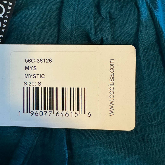 Bobi Mystic Blue V-Neck Knot Front Top NWT Size Small - Picture 6 of 7